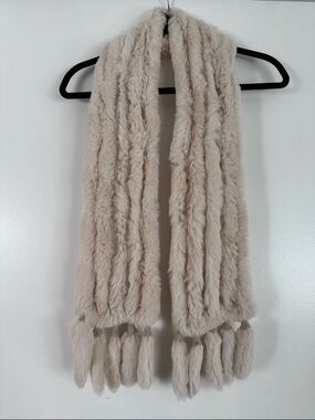 Mitchies 100 percent rabbit fur scarf with tassels